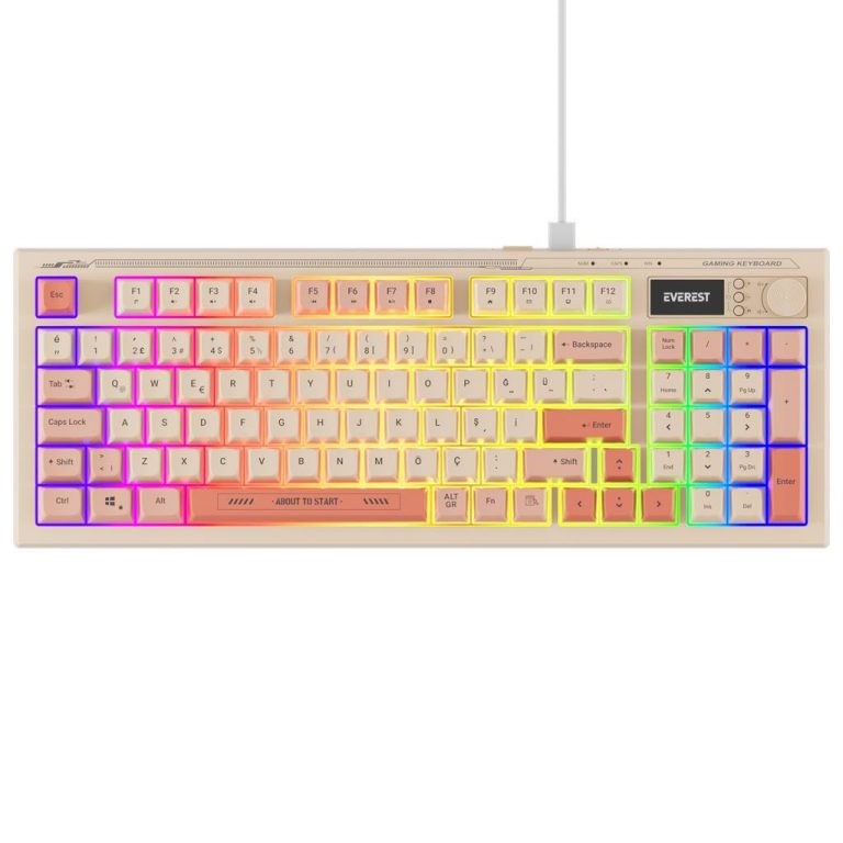 Everest KB-79 Bej/Pembe/Turuncu Sessiz Rgb Membrane Oyuncu Klavyesi