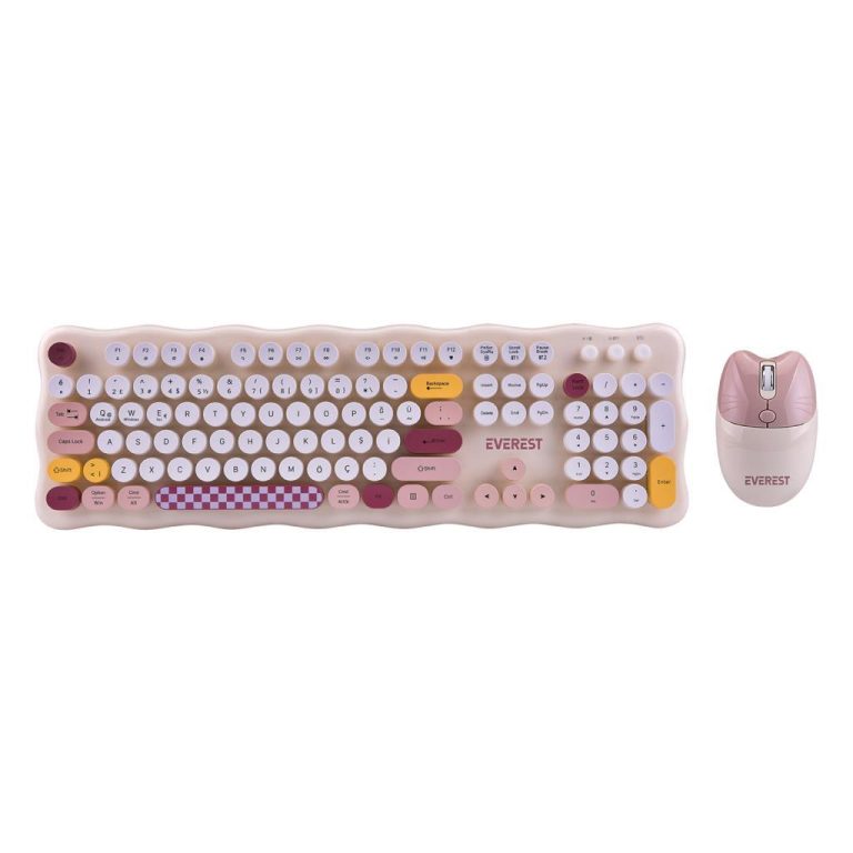 Everest KM-6287 Cookie Fildişi Kablosuz 2.4G + Bt Q Klavye + Mouse Set
