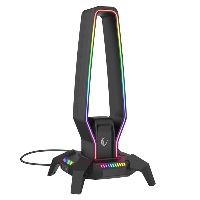 Rampage RM-H27 IGRIS Kulaklık İçin Stand RGB Işıklı 3*USB 1*Type-C Siy
