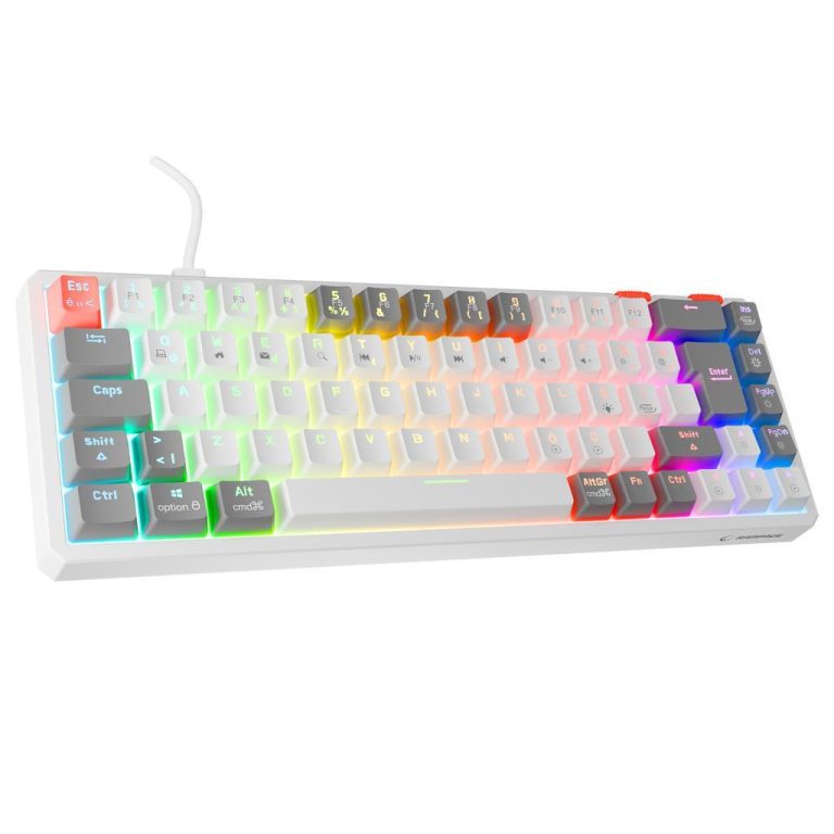 Rampage Yoru Mini Beyaz/Gri Type-C Red Swich Q Mekanik Oyuncu Klavyesi